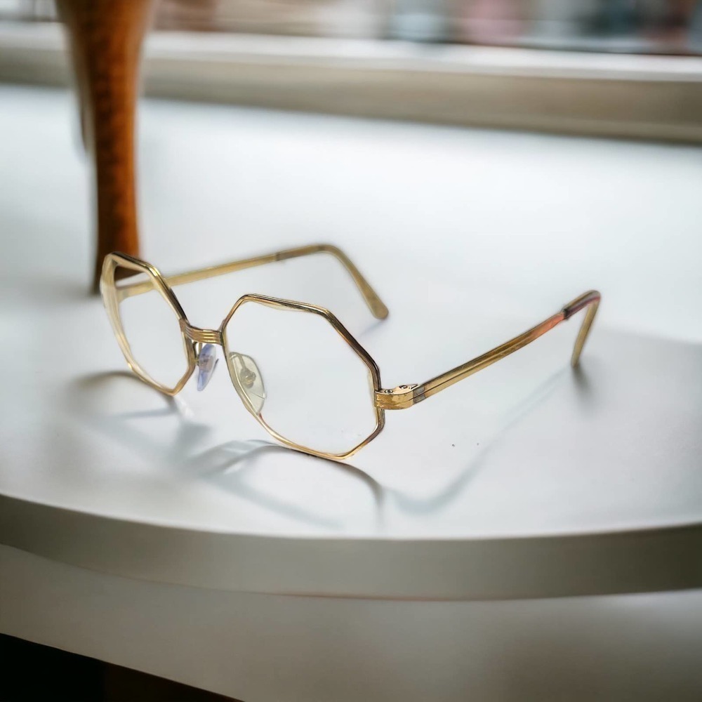 Cottet Vintage 12k 1/25 Made in USA Glasses Frames with Leather Ear Pieces